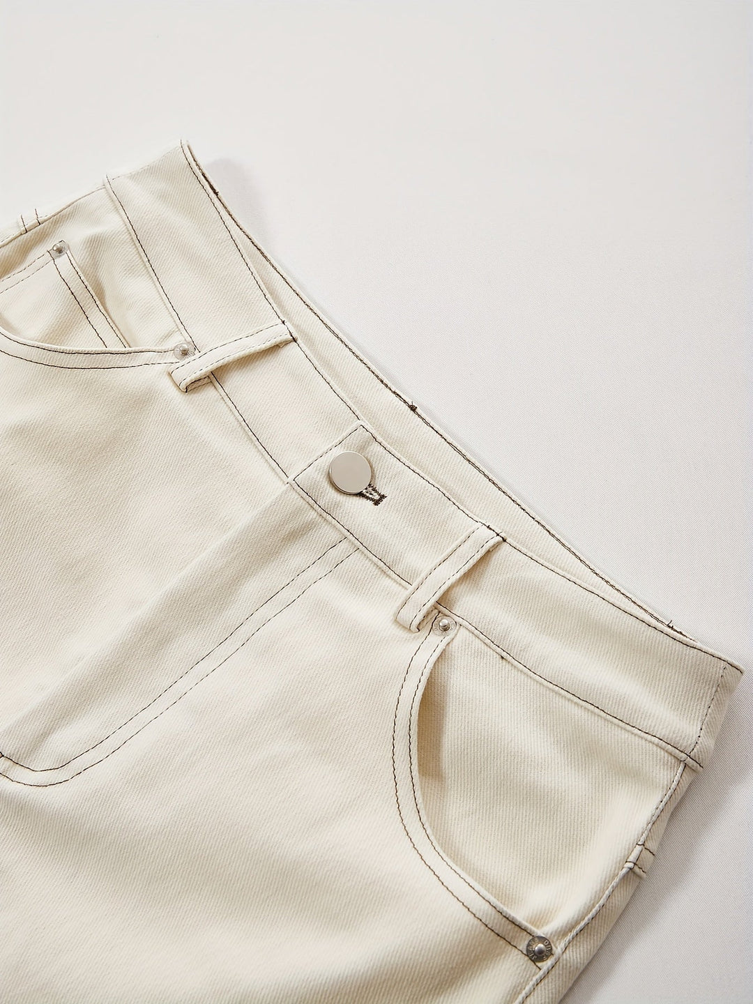 Levoire | Couleur Unie Blanc Fente Arrière Détente Maxi Jean Jupe