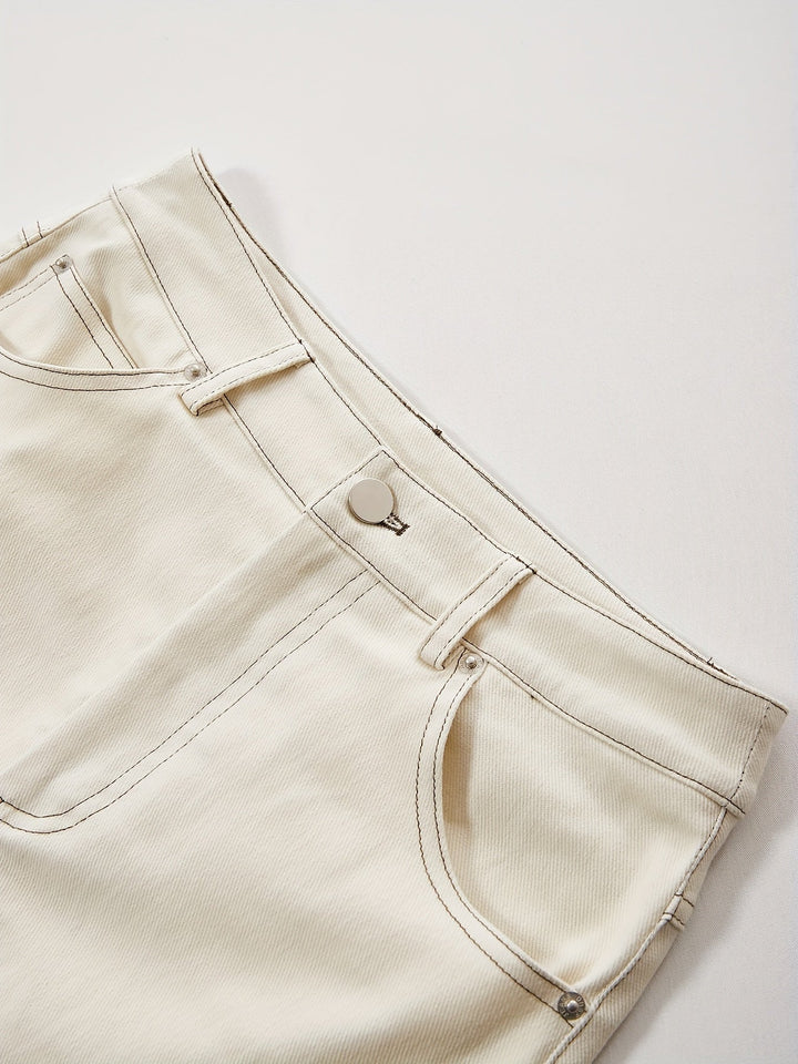 Levoire | Couleur Unie Blanc Fente Arrière Détente Maxi Jean Jupe