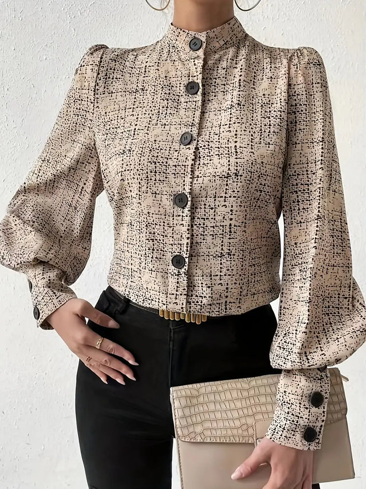 Levoire | Chemisier Avec Motif Abstrait Et Détails De Boutons Pour Femmes