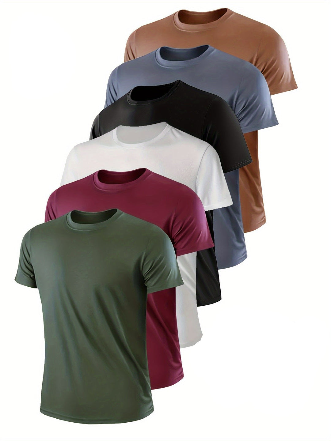 Levoire | Pakka T-Shirts Pour Hommes À Séchage Rapide En Couleurs Vert olive - Rouge à boire - Blanc - Noir - Gris - Kaki 6-pack