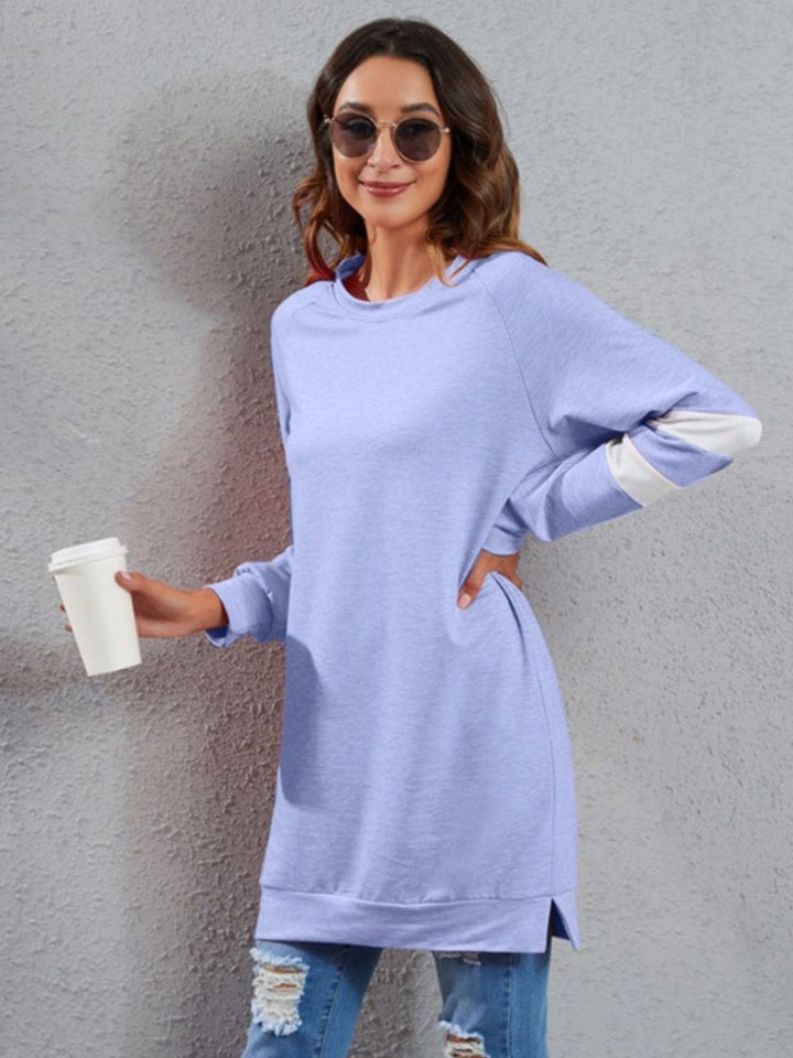 Levoire | Taille pleine t-shirt à rayures à col rond à manches longues