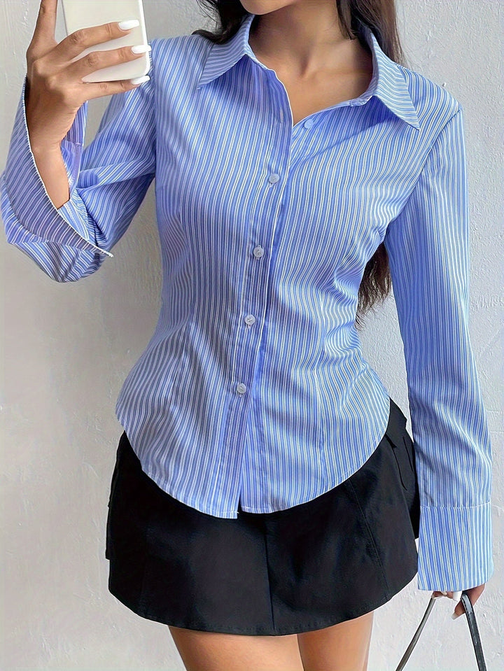 Levoire | Chemise En Polyester Élégante À Manches Longues Et En Col En V