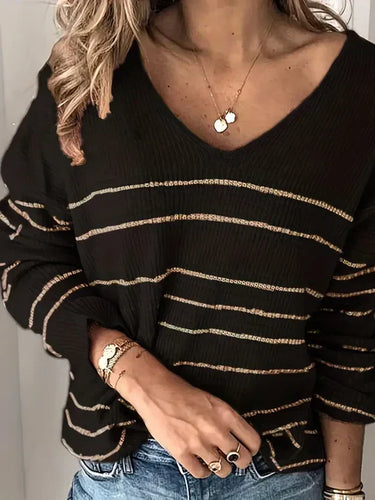 Levoire | Pull À Col En V Rayé Pour Femme Tendance