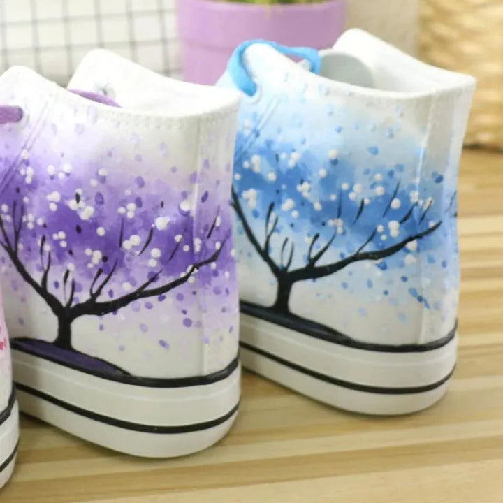 Levoire | Chaussures en toile à talons peintes à la main Mandarinettes Bleues Lilas