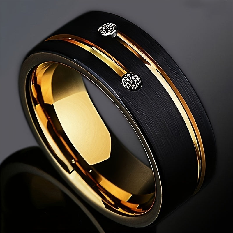 Levoire | Large Black And Gold Stainless Steel Ring Inspired By The Vintage Unisex Statement Piece Doré