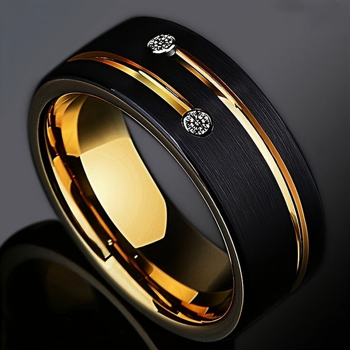 Levoire | Large Black And Gold Stainless Steel Ring Inspired By The Vintage Unisex Statement Piece Doré