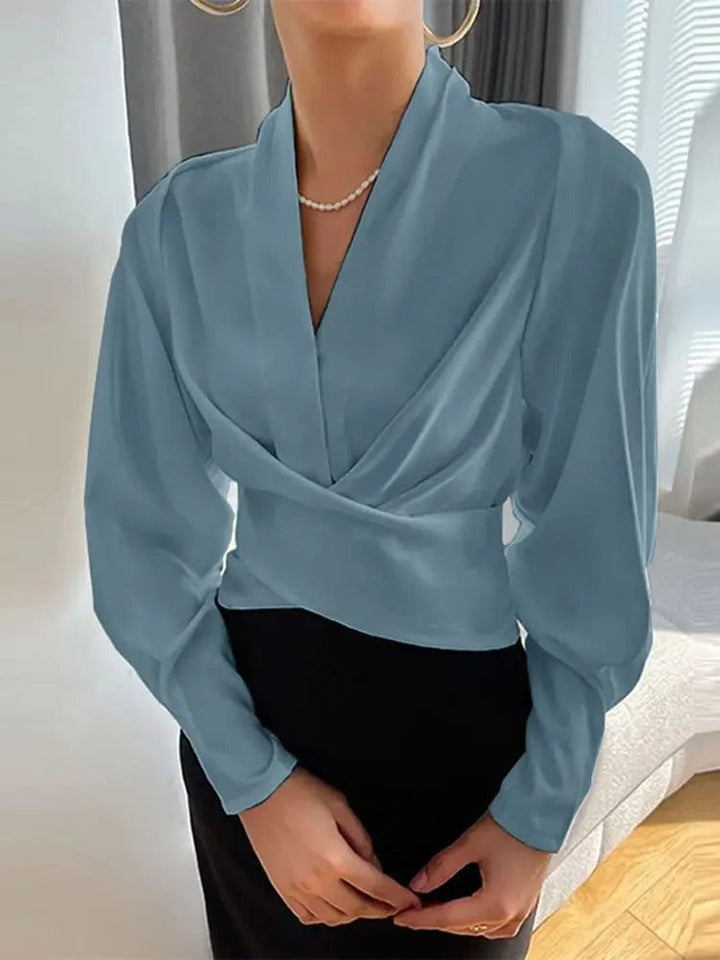 Levoire | Élégante Chemise Femme Drapée À Manches Longues