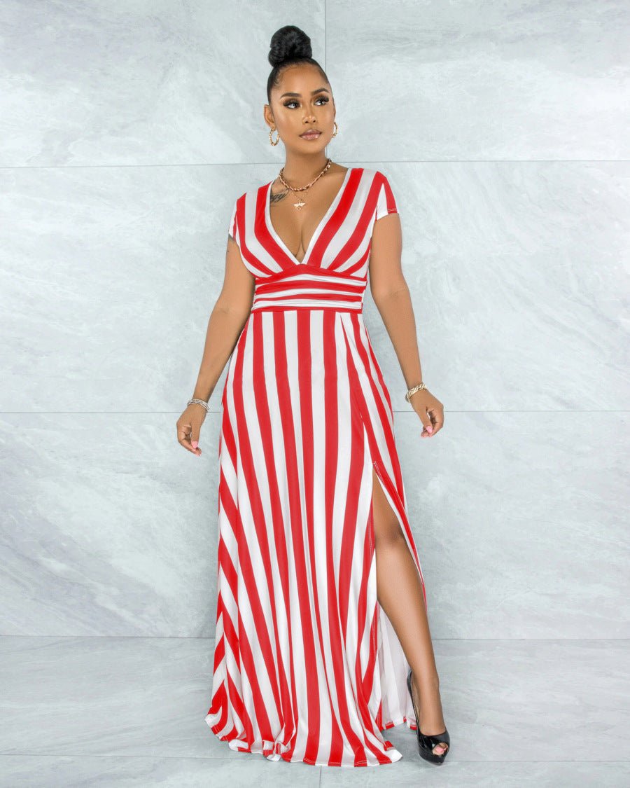 Levoire | Robe Dame Longue Luxueuse Avec Rayures