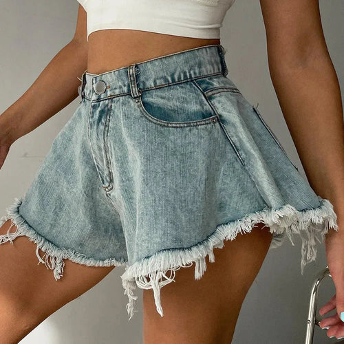 Levoire | Shorts en jean larges avec franges pour femmes