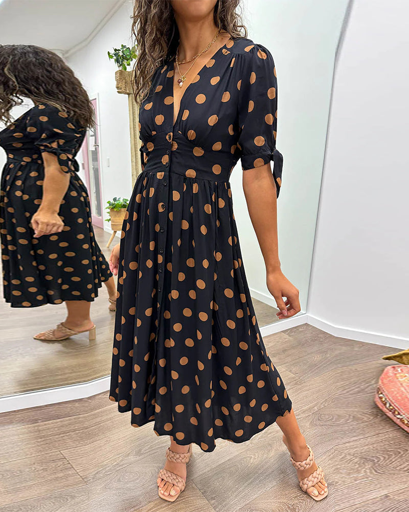 Levoire | Robe avec décolleté en V et pois
