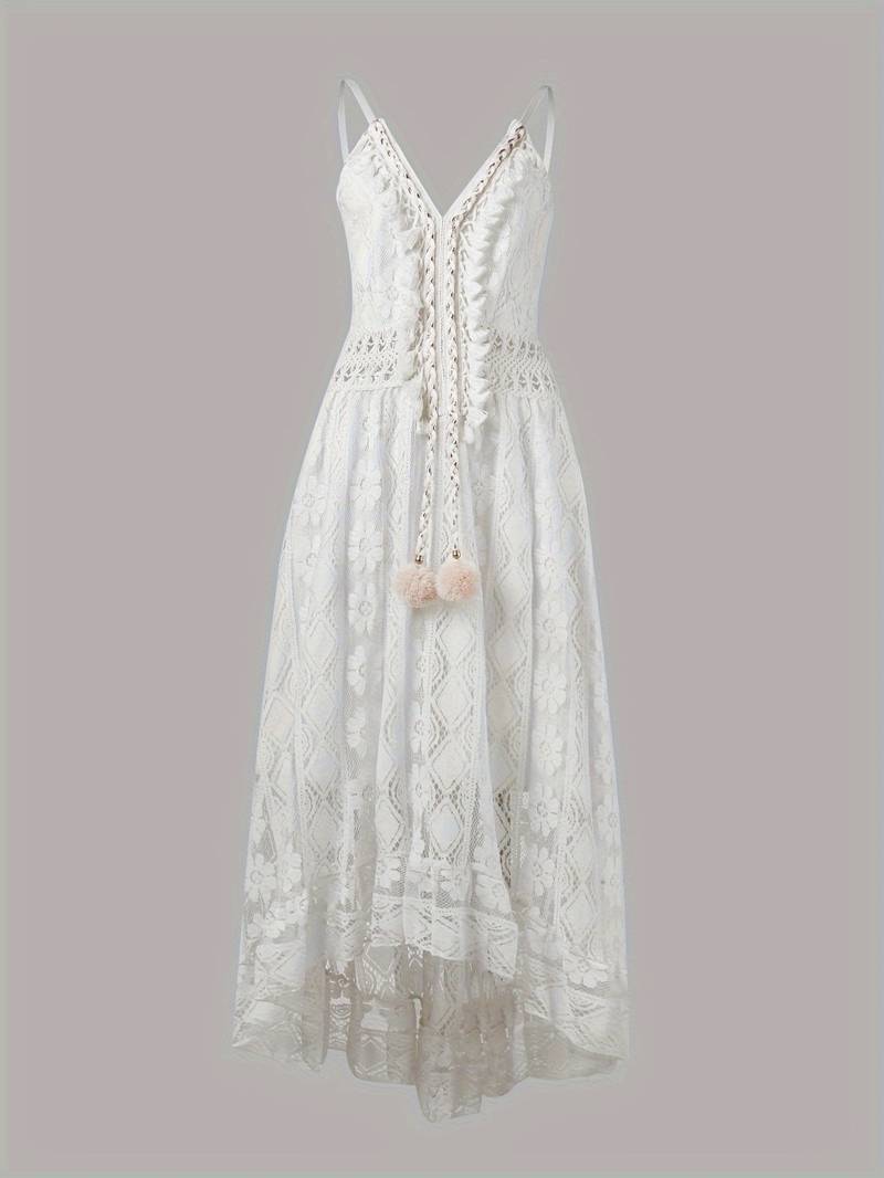 Levoire | Robe Maxi Boho D'Été Avec Bretelles Spaghetti Et Décolleté En V