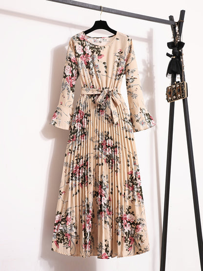 Levoire | Robe Maxi À Motifs Floraux Et À Manches Longues Abricot