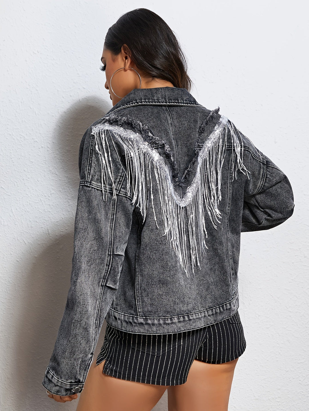 Levoire | Veste En Denim Bleu Clair Avec Des Paillettes Et Fermeture À Boutons
