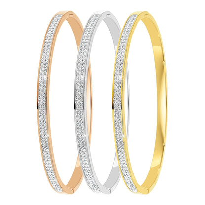 Levoire | Bracelets Trio en Acier Inoxydable plaqué Argent ornés de Cristaux Scintillants - Livraison Offerte