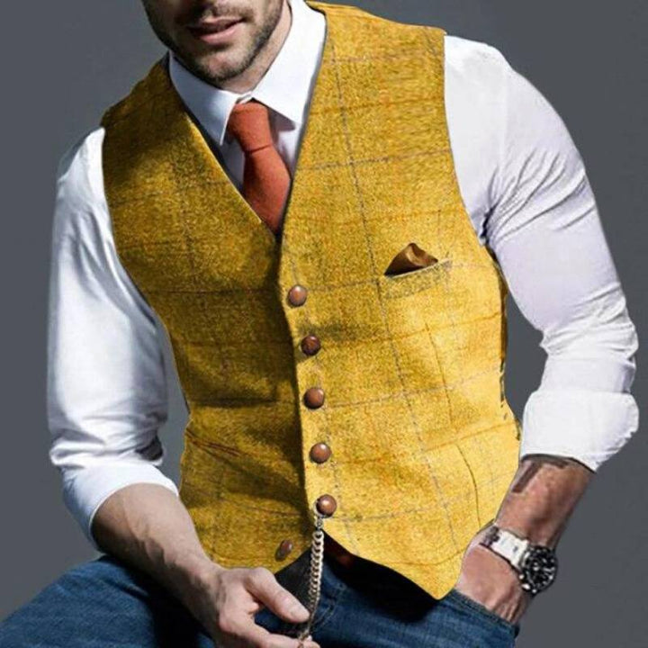 Levoire | Élégamment Léger Gilet À Carreaux Or
