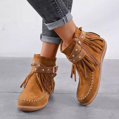 Levoire | Femmes Vintage Bottes Chaudes Avec Franges