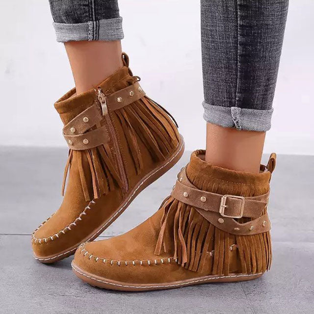 Levoire | Bottes Vintage Chaudes À Franges Brune