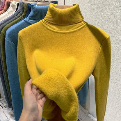 Levoire | Pull en laine polaire à manches longues et col roulé Jaune