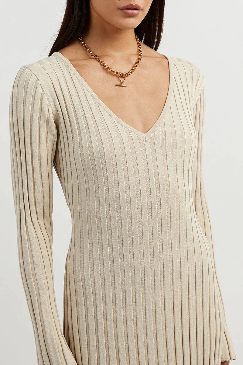 Levoire | Robe Midi Tricot Avec Décolleté En V Et Manches
