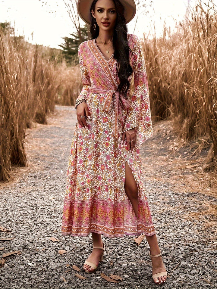 Levoire | Femme Robe avec décolleté cache-cœur et imprimé floral - Rose