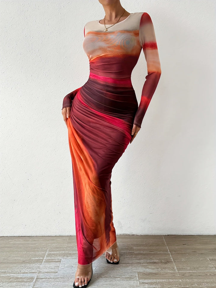Levoire | Col Rond, Robe Maxi Sexy À Manches Longues, Ajustée Pour Le Printemps Et L'Été, Vêtements Pour Femmes