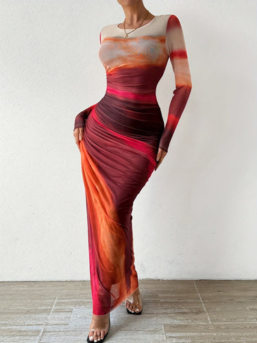 Levoire | Col Rond, Robe Maxi Sexy À Manches Longues, Ajustée Pour Le Printemps Et L'Été, Vêtements Pour Femmes