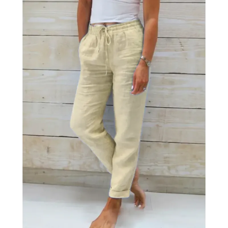 Levoire | Pantalon En Lin Stylé Pour Femmes Khaki