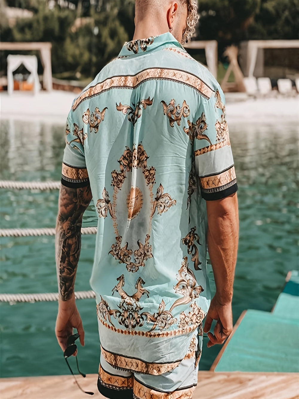 Levoire | 2 Pièces Costume Homme Avec Motif Floral Doré