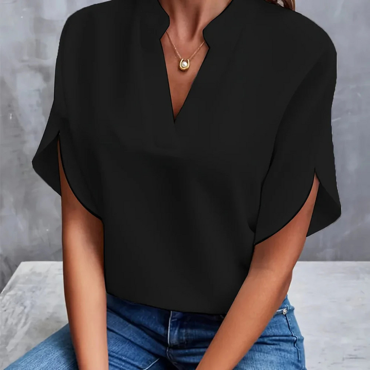 Levoire | Blouse Élégante Avec Décolleté En V Et Manches À Ailes Noir