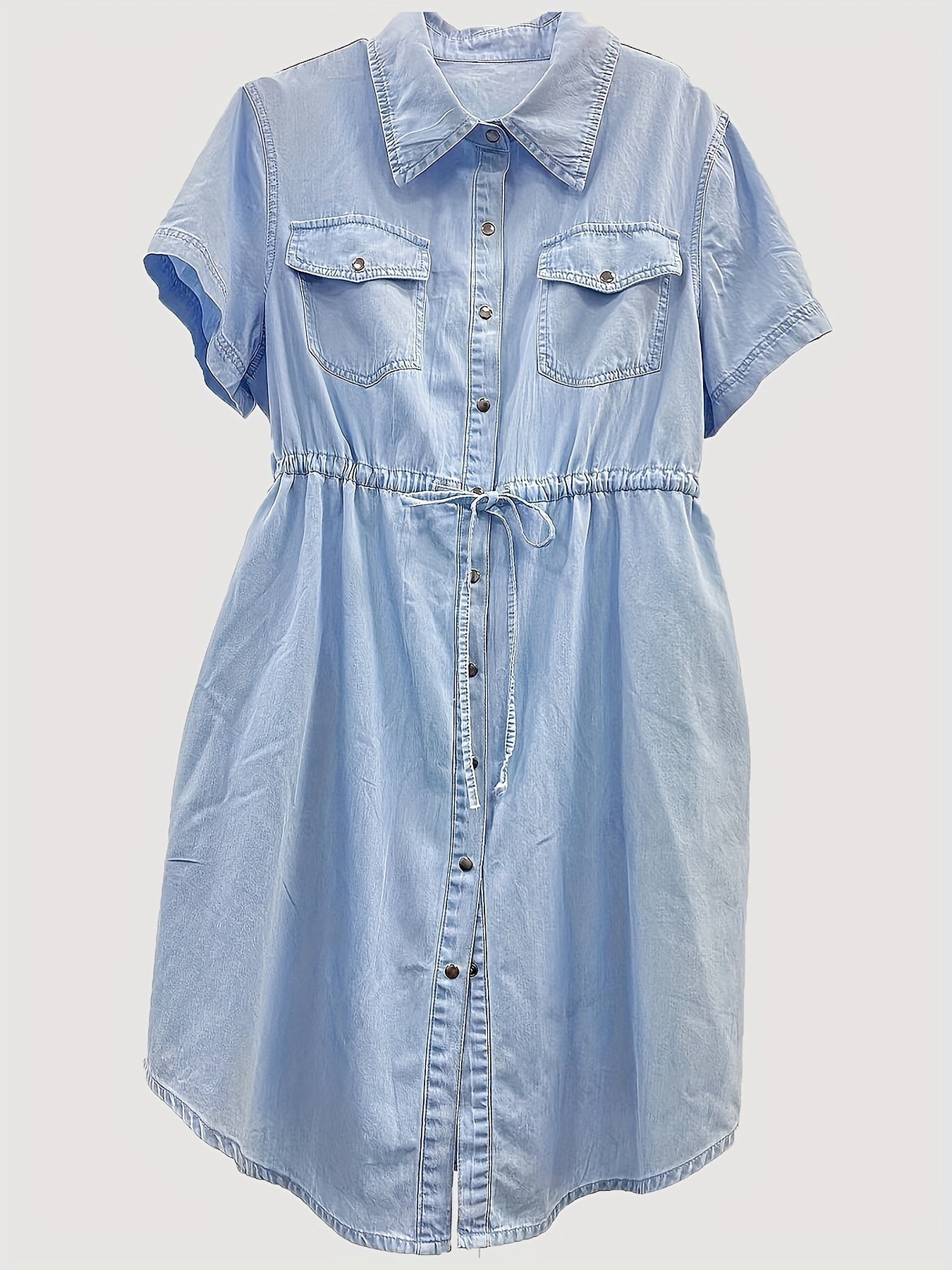 Levoire | Robe Midi En Jean Avec Ceinture À La Taille Bleu clair