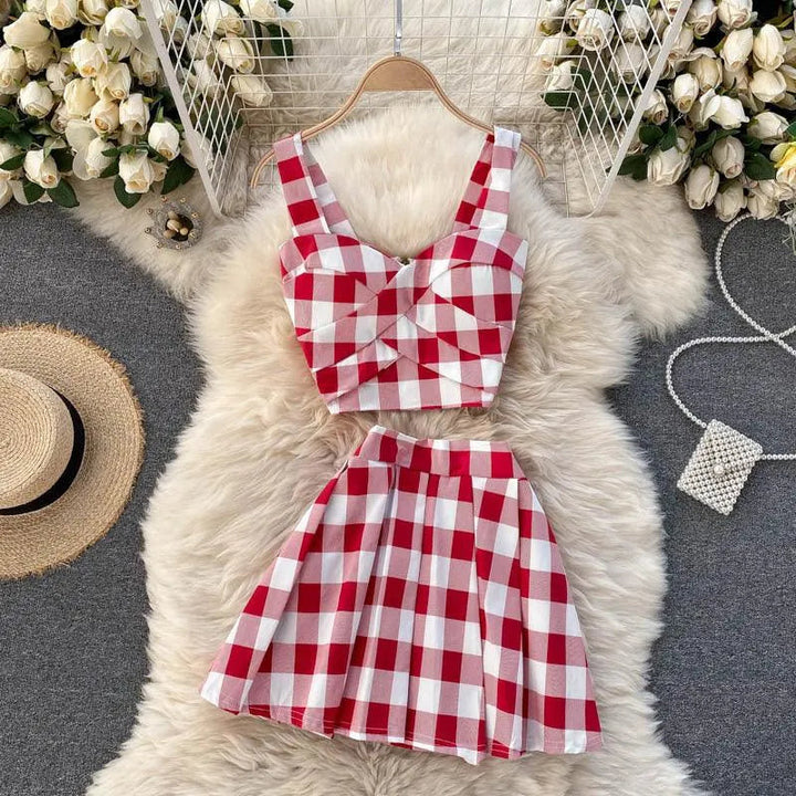 Levoire | Ensemble à deux pièces avec un mini ourlet à couper haut, style sac. Red89956