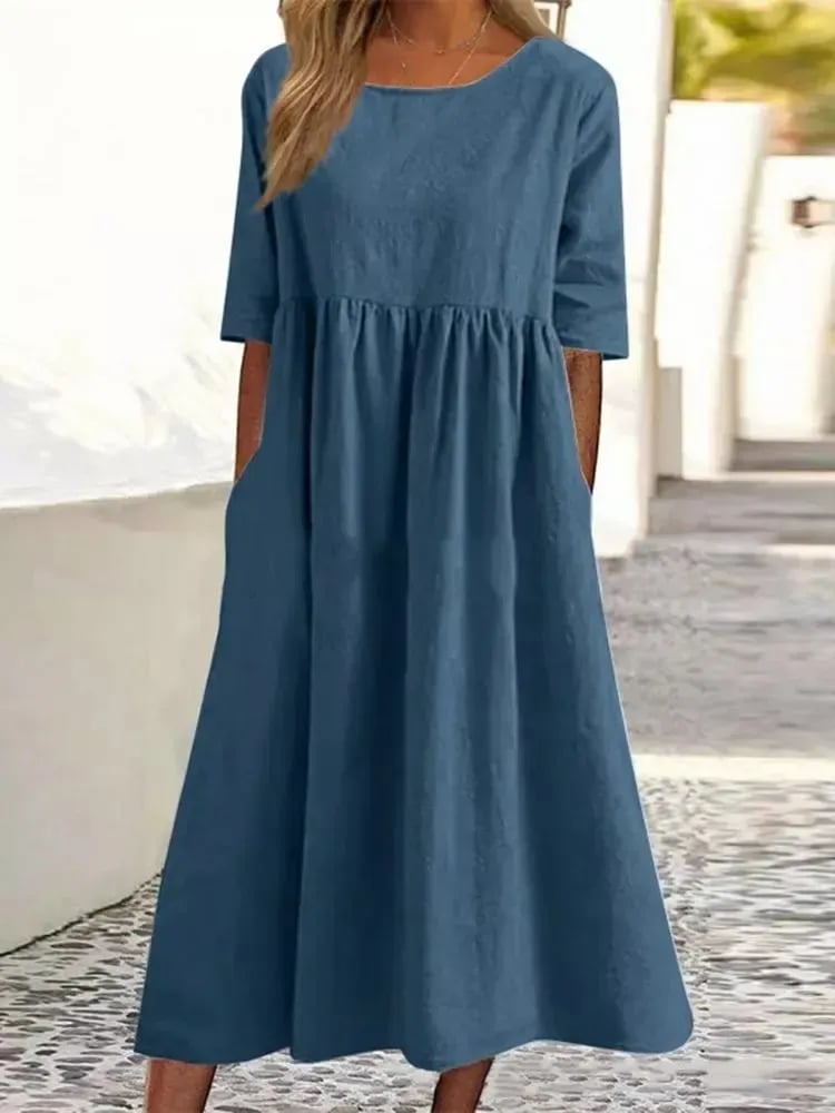 Levoire | Élégant Confortable Robe Coton Marine bleu