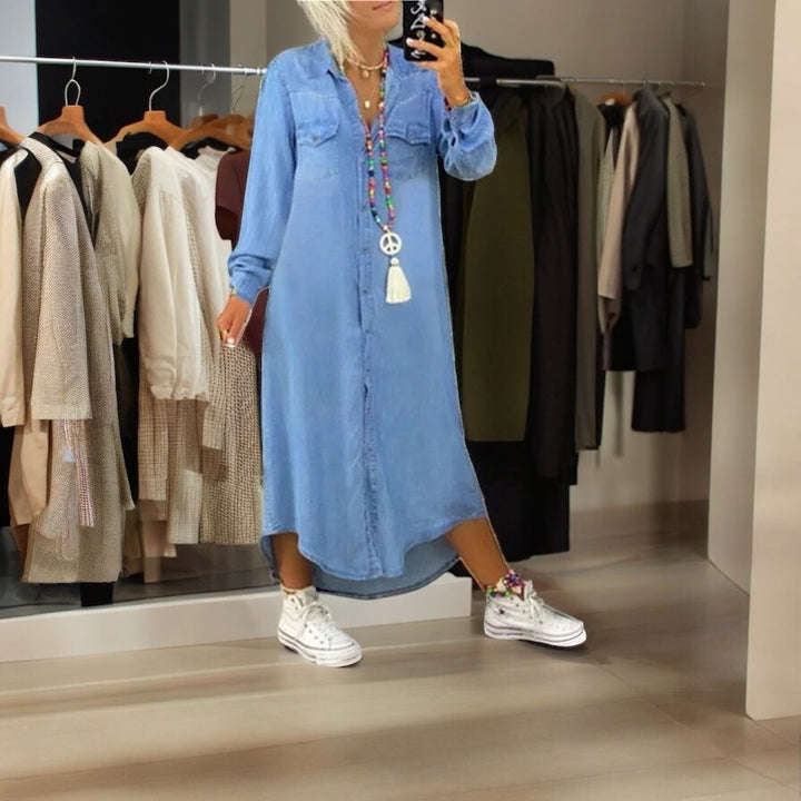 Levoire | Robe Boho En Denim Décontractée Grande Taille Bleu
