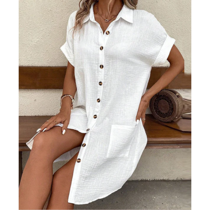 Levoire | Robe Mini Avec Bouton En Bas Pour Femmes Blanc