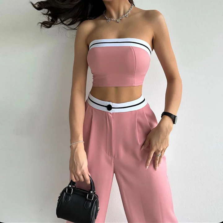 Levoire | Ensemble Deux Pièces Sportif Élégant Avec Haut Bandeau Rosa