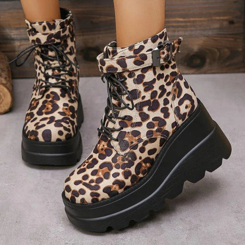 Levoire | Bottines pour femmes avec semelle épaisse et motif léopard – Style audacieux et tendance