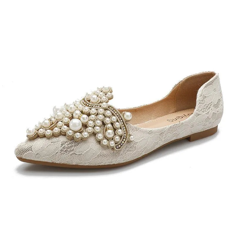 Levoire | Élégante ballerine avec des perles Abricot
