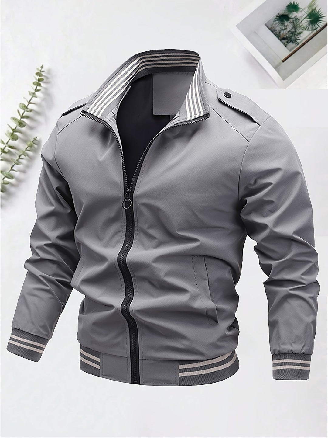 Levoire | Khaki Veste Tendance Pour Hommes Avec Fermeture Éclair Et Col Roulé