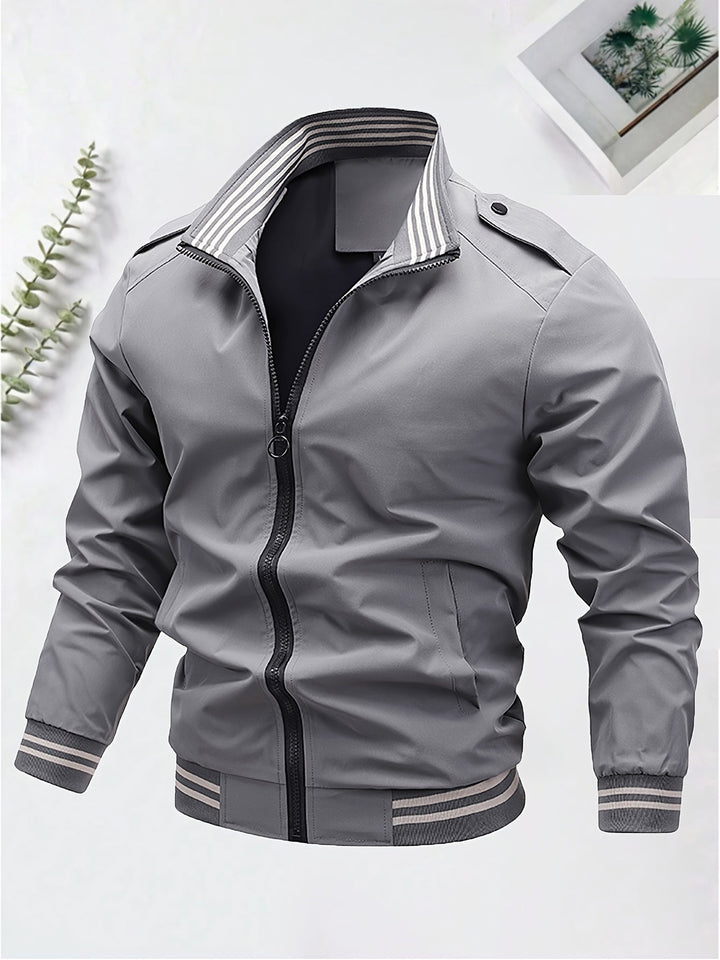 Levoire | Khaki Veste Tendance Pour Hommes Avec Fermeture Éclair Et Col Roulé