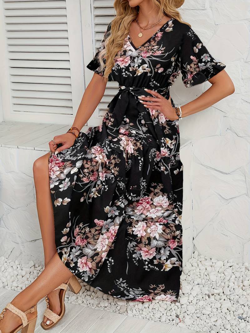 Levoire | Robe À Manches Courtes Avec Imprimé Floral