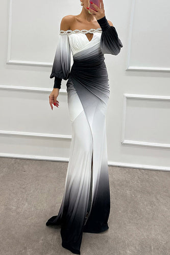 Levoire | Robe Soirée Dégradée À Fente Et Gemmes