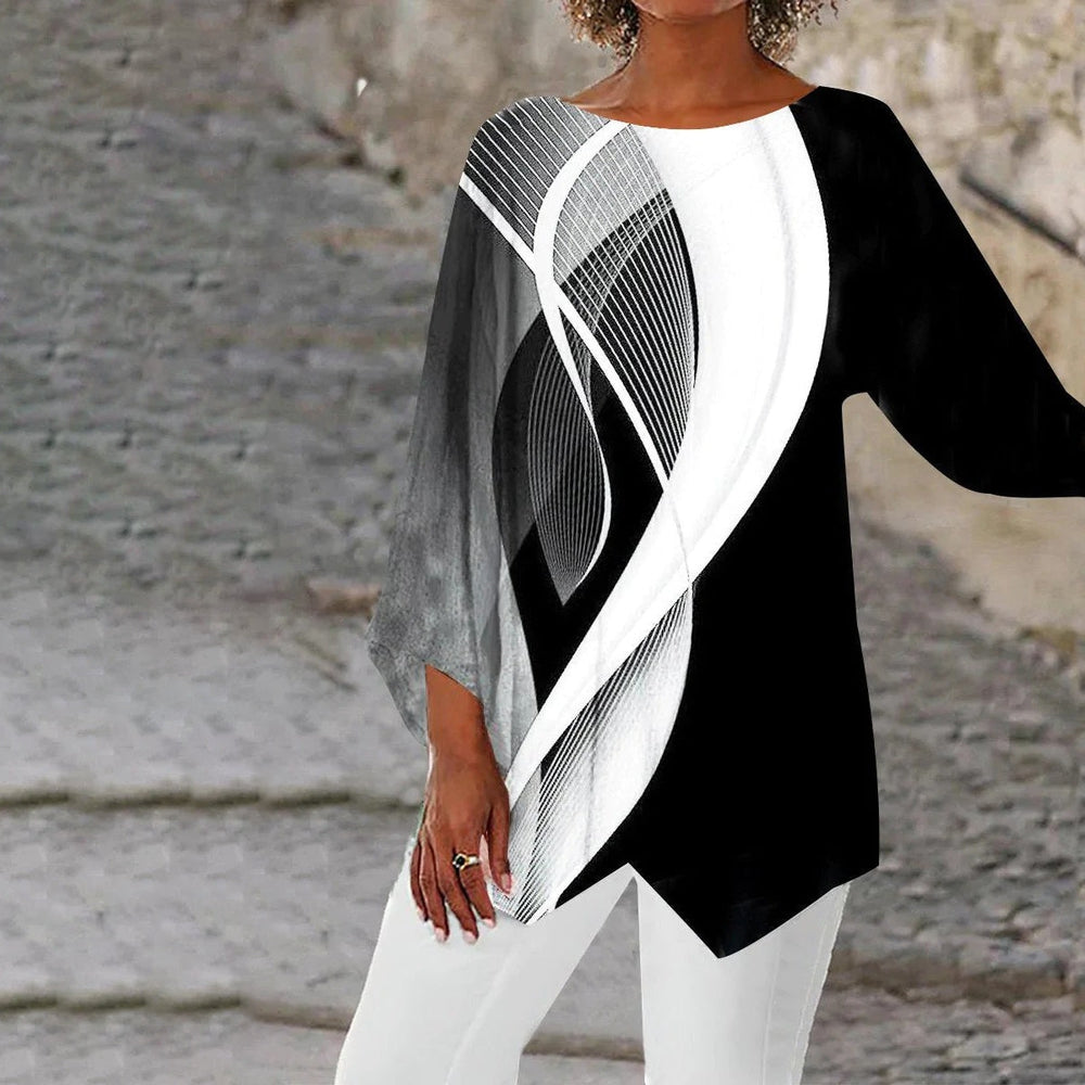 Levoire | Tunique Moderne À Manches Longues Noir & Blanc