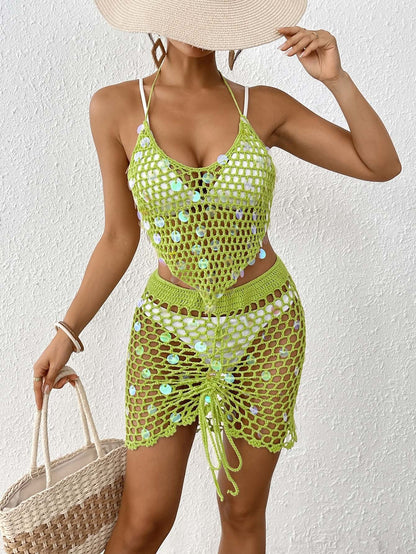 Levoire | Robe en filet parfaite avec des paillettes Vert Taille libre