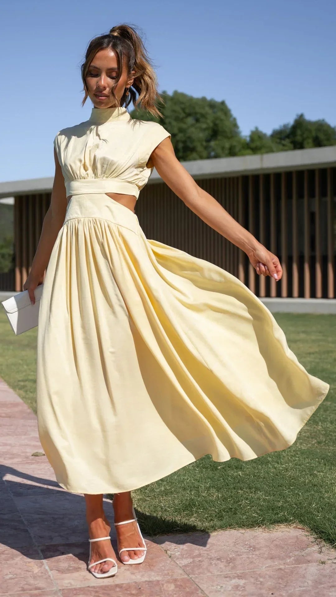 Levoire | Robe Maxi Élégante Longe Jaune