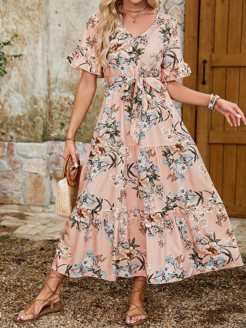 Levoire | Robe À Manches Courtes Avec Imprimé Floral