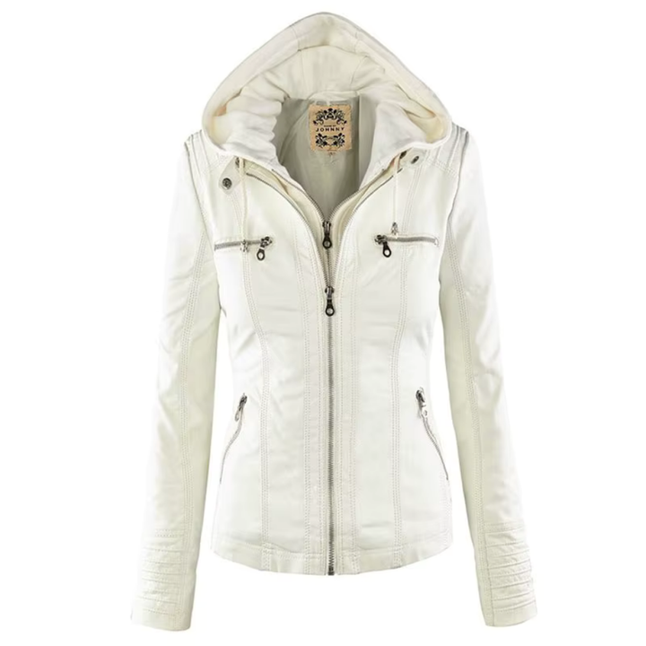Levoire | Veste En Cuir Avec Capuche Pour Un Look Rock Blanc