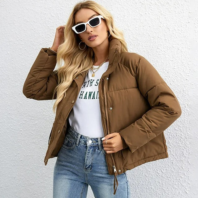 Levoire | Veste courte pour femmes avec fermeture éclair Braun