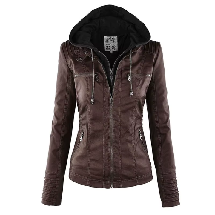 Levoire | Veste En Cuir Avec Capuche Pour Un Look Rock Marron café