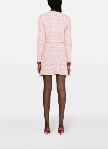 Levoire | Pull En Tricot À Motifcheck Rose & Jupe Ensemble Assorti