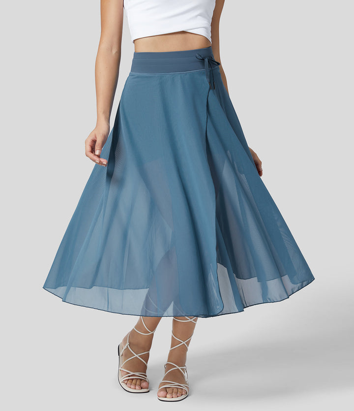 Levoire | Jupe Midi 2-En-1 Taille Haute Bleu